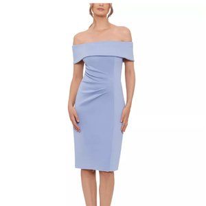 NWT Xscape Women's Off Shoulder Cocktail Dress Ruched Size 6